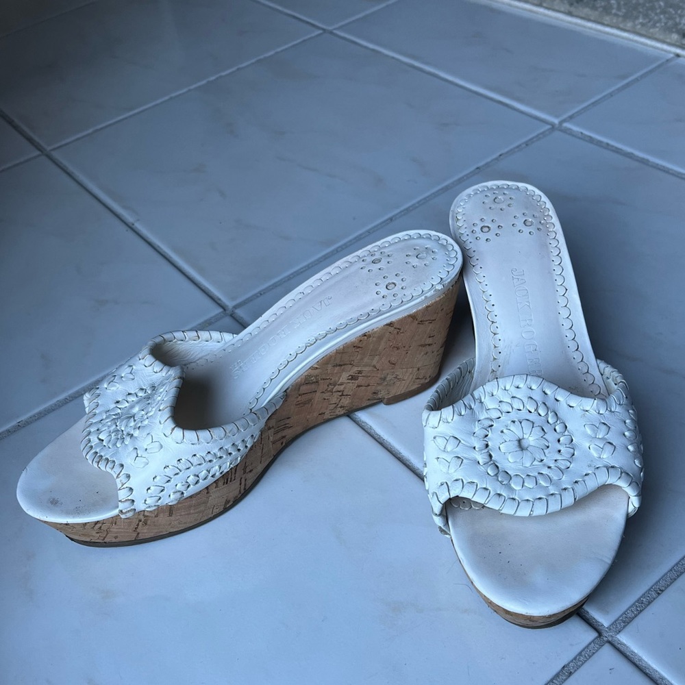 White Jack Roger Wedge Slides